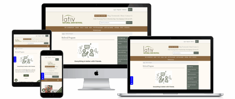 Natural Skin Revival website shown on desktop, tablet and mobile