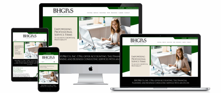 BHGP&S accountants website shown on desktop, laptop, tablet and mobile